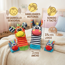 Kit Sensorial para Bebés (Muñeco + Calcetines Sonajero) – Estimula los Sentidos y la Coordinación