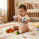 Kit Sensorial para Bebés (Muñeco + Calcetines Sonajero) – Estimula los Sentidos y la Coordinación