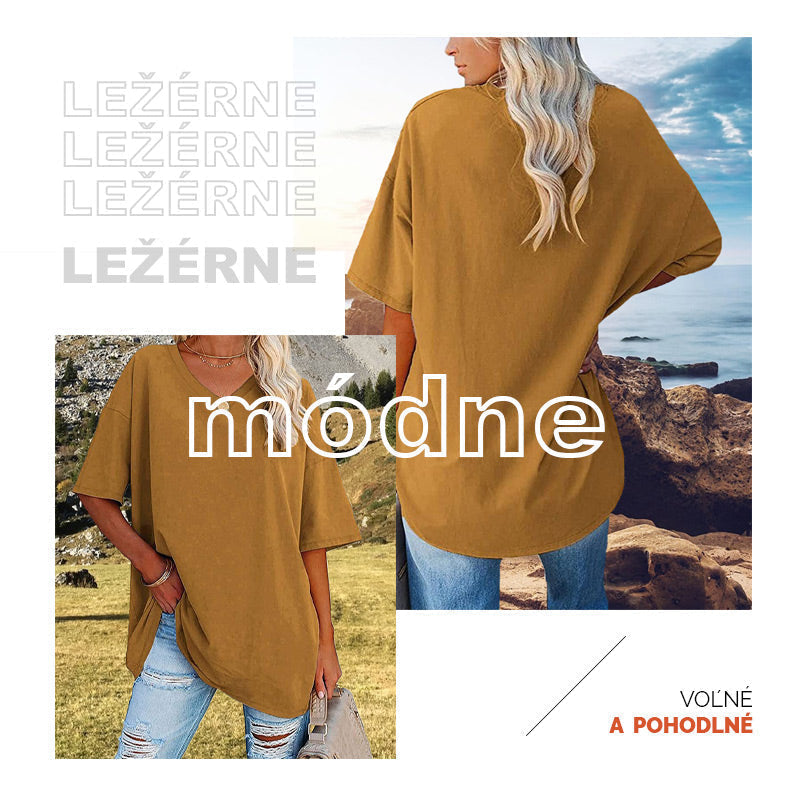 Nueva camiseta holgada con cuello en V para mujer