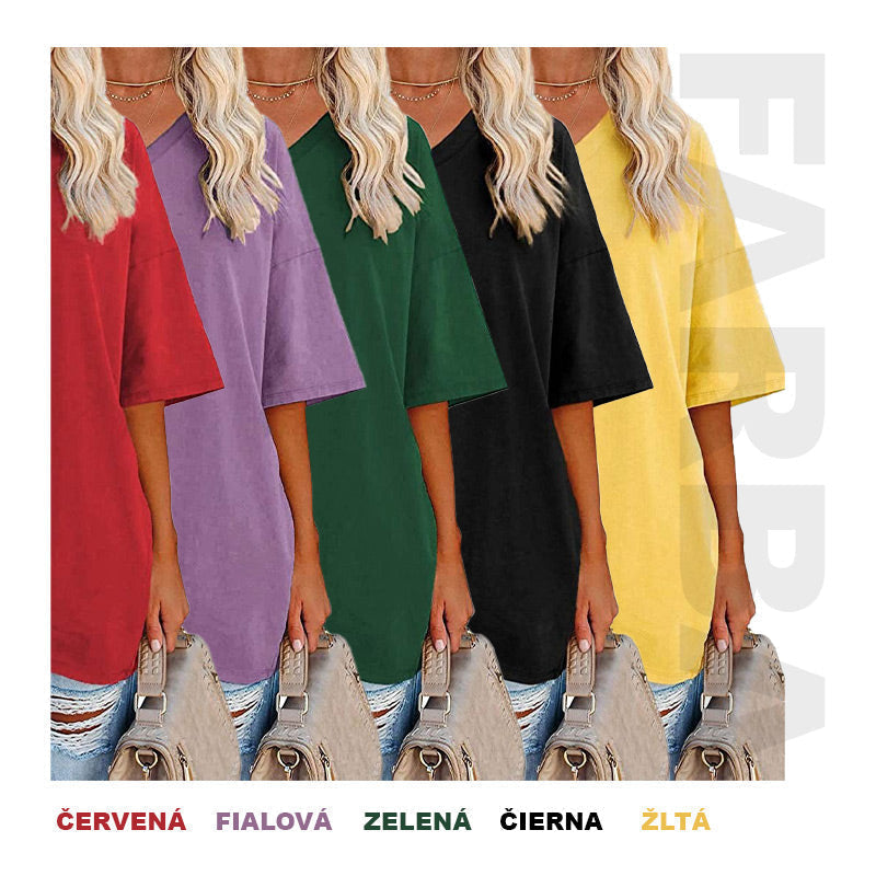 Nueva camiseta holgada con cuello en V para mujer