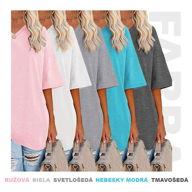 Nueva camiseta holgada con cuello en V para mujer