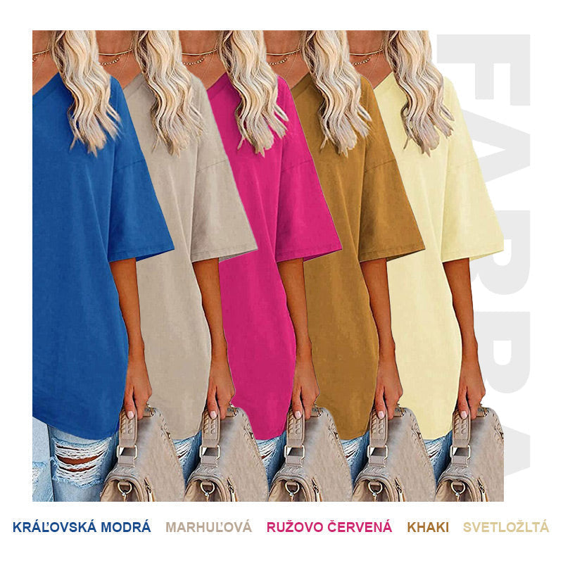 Nueva camiseta holgada con cuello en V para mujer